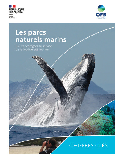 Couverture du document : "Les parcs naturels marins, 8 aires protégées au service de la biodiversité marine. Chiffres clés"